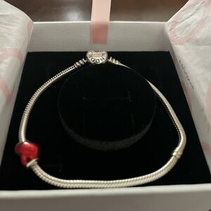 Pandora Bracelet with Red Heart Charm